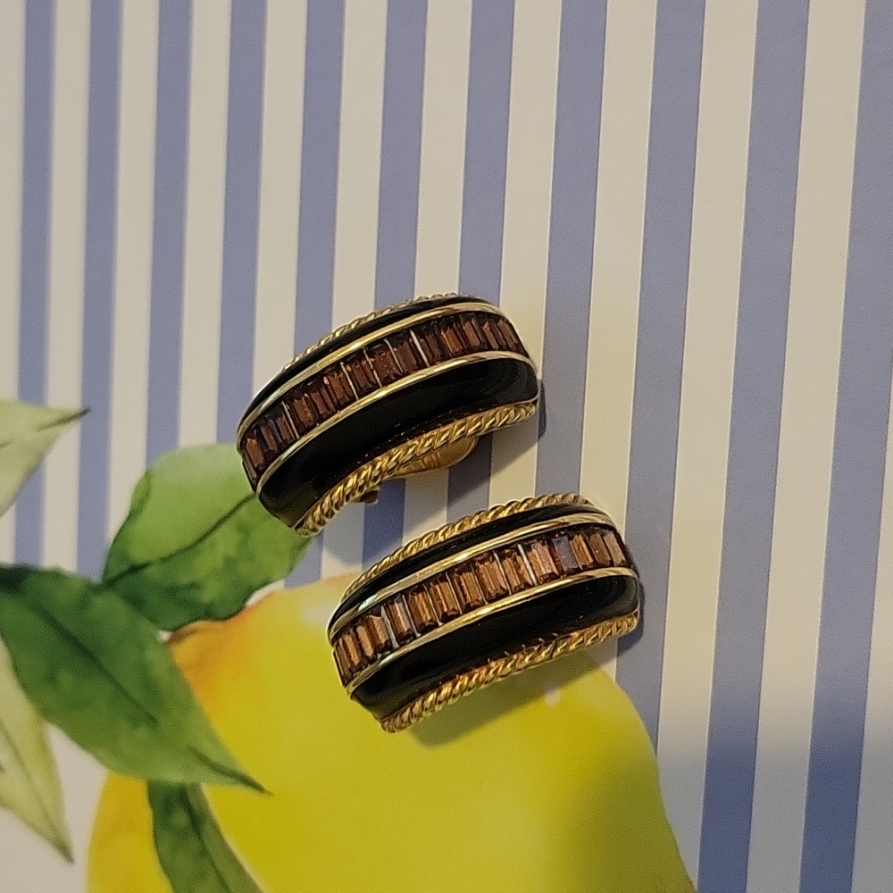 Swarovski Crystal Enamel Clip-on Earrings
